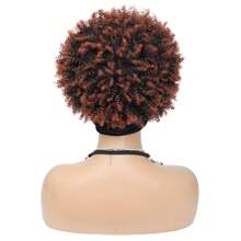 Peluca con diadema de cabello afro degrafilado negro, peluca afro corta sintética para mujer con rizos kinky y flequillo, peluca afro rizada con efecto turbante y flequillo.