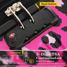 MERAX Hardshell Luggage Sets 3 Pcs Spinner Suitcase With TSA Lock Lightweight-20"+24"+28" Luggages - Báo hồng nóng bỏng - Xem 5