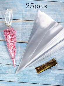50pcs/100pcs/Pack Diy Wedding Birthday Party Opp Bags, Transparent Triangle Candy Food Bags, Food Bag Food Box Suitable For Candy Chocolate Cookies Etc.Lot Diy Candy Bag, Wedding Favors, Birthday Party Decoration, Ideal For Baking, Candy, Pastry, And Snack Packaging Wedding Party Gift Bags - Clear - View 5