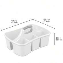 Almacenamiento portátil de plástico para guardar suministros de baño y limpieza, 5 compartimentos grandes y asa, blanco, paquete de 6 - Blanco+gris - Ver 2