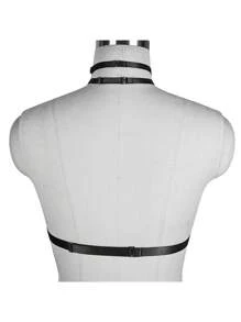 Women Sexy Elastic Body Harness Lingerie Hollow Out Cupless Cage Bra - A - View 3