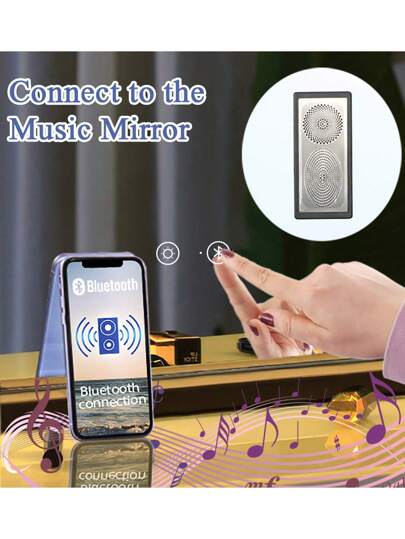 FENCHILIN Illuminated Spiegel Bluetooth Can Adjust Verlichting Effects Wall/Desktop Dual Purpose Makeup Bathroom Size Wit 80cm 58cm view 2