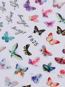 1/2/3/6/8pcs Elegant Butterfly Flower Design Nail Art Stickers, Self Adhesive Flower Design Nail Art Decals,For Nail Art Decoration, Nail Art Supplies, DIY,For Women And Girls,For Home Salon.