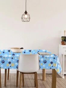 2pcs/Set Disposable Party Tablecloth, 54" X 108", Blue And Orange/Black And White/Blue And Orange Dog Paw Pattern, Suitable For Themed Parties And Daily Use (Can Be Hung As Background Decoration To Enhance Festival Atmosphere) - Blue - View 2