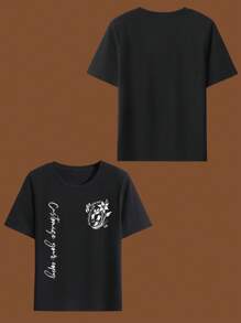 Camiseta Personalizada Primavera/Verão para Adolescentes, Texto/Mensagem/Nome/Saudação Personalizáveis, Gráficos de Família/Animal de Estimação/Ídolo/Anime/Foto de Amigo, Impressão de Logo, Presente Significativo, Presente Especial, Esportes Casuais ao Ar Livre, Uniformes de Grupo, Esportes Escolares, Presente para Melhor Amigo, Volta às Aulas, Roupa de Festa, Presente-Surpresa, Presente de Pegadinha, Ano Novo Chinês, Presente de Dia dos Namorados - Preto - Visão 2