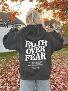 2025 New Girls Casual Printed Sweatshirt, Thick Fleece Fabric, Suitable For Autumn/Winter Students And Tween Girl - "Belief Overcomes Fear" - Designed For Tween Girl Who Love Adventure And Play! - Dark Grey - View 3
