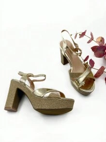 Women Heeled Sandals - 金色 - 查看 2