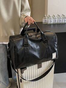 1 件新款时尚大容量多功能纯色防水耐磨 PU 皮革带干湿分离袋和独立鞋仓旅行包适合男女度假、运动试穿、旅行商务和返校化妆包洗漱包洗漱旅行包化妆品收纳海滩沙滩包度假必需品学校用品旅行必需品女士大学宿舍浴室