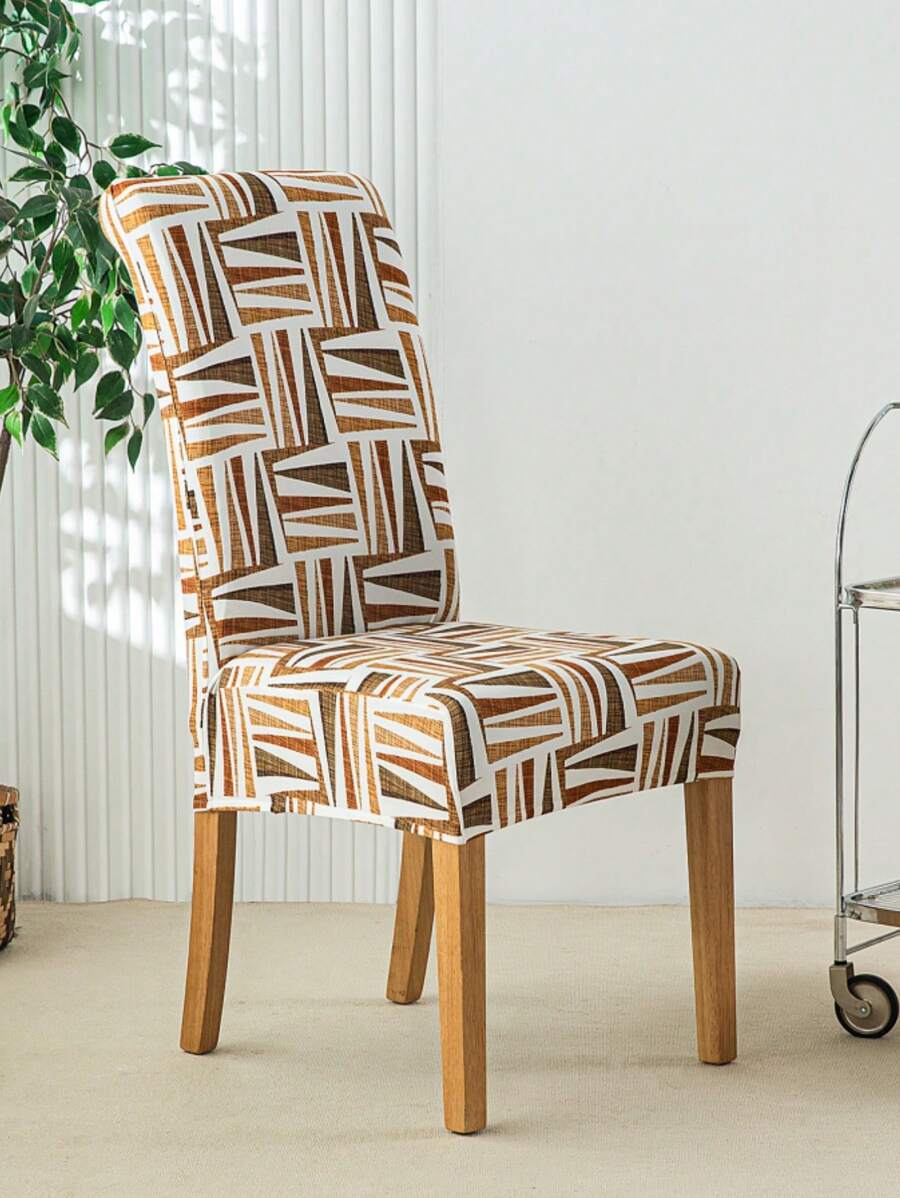 TIANWOWO 1pc Chair Slipcover With Printed Design, Stain-Resistant, Removable And Washable Dining Chair Covers For Home Use - A-1 - View 1