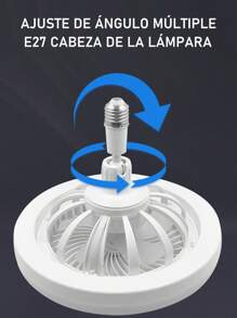 Ventilador De Techo E27 Lámpara Silenciosa Con Control Remoto  Ventiladores Luces 50W - Blanco - Ver 6