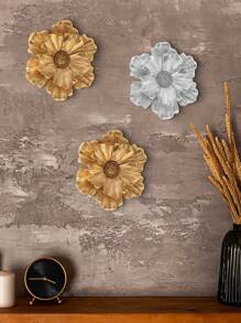 1PC, 7.5*7.5 Inch Large Flower Shaped Resin Wall Hanging Decor, Flower Wall Hanging, Floral Wall Decor, 3D Flower Wall Hanging, European Style Home Wall Warm Decoration Hanging, TV Background Wall Decor Hanging, Suitable For Home Hotel Restaurant Wall Atmosphere Decoration - Multicolor - View 3
