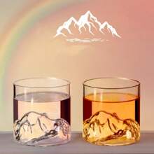 4 pièces Tasse à whisky inspirée de la montagne, en verre borosilicaté transparent durable et facile à nettoyer, sans assemblage requis