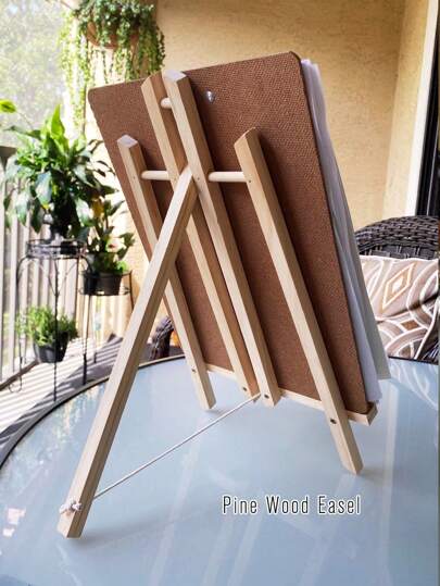 1pc/2pcs Smooth Solid Wood Trapezoid Display Stand, Desktop Painting Easel, Desktop Organizer, Chalkboard Stand, Foldable Portable Support