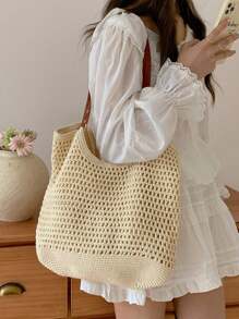 2024 新款大容量女士托特包，多功能单肩海滩度假草编通勤手提包，沙滩钱包，非常适合夏季、度假和日常使用，旅行必备品，海滩必需品，海滩必需品，海滩用品和夏季必需品，最新度假包