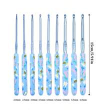 14/12/9 Stück/Set neue blaue Blumen Häkelnadeln aus weichem Material mit Zubehör und Aufbewahrungstasche, geeignet für DIY Strickprojekte wie Pullover, Schal, Socken, Handschuhe