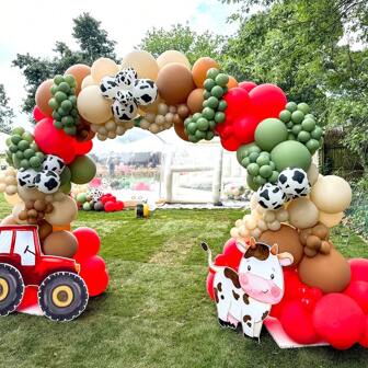 Cow Balloon Garland Arch Kit, Various Color Balloons For Farm Western Cow Birthday Party Decorations,Western Decorations,Western Party,Farm Birthday