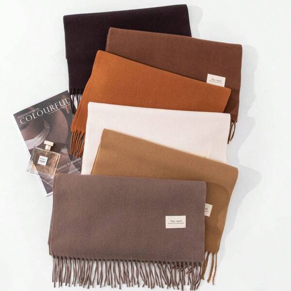 1pc Faux Cashmere Xale/Cachecol Dupla Utilização, High-end, Cachecol de Cor Sólida para Homens, Unisex Outono/Inverno Versátil Neckwear