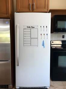 Tableau de planification hebdomadaire magnétique transparent en acrylique, autocollant magnétique effaçable pour réfrigérateur (comprend 6 marqueurs de tableau blanc de couleurs aléatoires, 1 chiffon de nettoyage de couleur aléatoire)