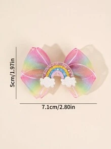 2个渐变雪纺发夹，可爱彩虹蝴蝶结鳄鱼夹，闪亮彩虹装饰发夹，甜美蝴蝶结发卡，青少年发饰 - 彩色 - 查看 6
