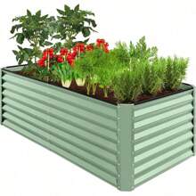 6x3x2ft Outdoor Metal Raised Garden Bed, Deep Root Box Planter For Vegetables, Flowers, Herbs, And Succulents W/ 269 Gallon Capacity - Sage Green