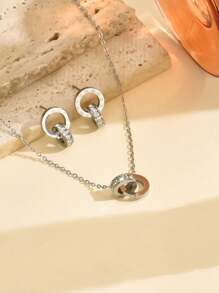 Set de 3 piezas Collar y aretes de girasol, Set de 2 piezas Collar y aretes únicos con forma de semicírculo de acero titanio estilo hip hop, Conjunto de joyas personalizadas de moda, regalo ideal para mejores amigas