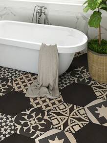 SUPSTICKER 1/7/14pcs Black White Patchwork Hexagon Floor Stickers, Peel And Stick Waterproof Anti-Slip, For Entryway Kitchen Bathroom Balcony - Multicolor - View 5