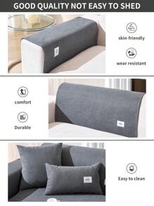 Capa de sofá de veludo cotelê de milho à prova de respingos de 1 peça, 1234 lugares, à prova de animais de estimação, capa de almofada de assento de sofá de estilo minimalista moderno, protetor de encosto de braço, antiderrapante, lavável à máquina, todas as estações - Cinza escuro - Ver 5