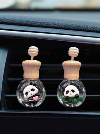 1件装汽车出风口装饰卡通熊猫香水瓶空瓶车载空调出风口装饰