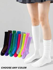 1 Pair Women Over The Knee Socks, Colorful Vertical Stripe Pattern, Fashion Versatile Thigh High Stockings, Spring/Summer