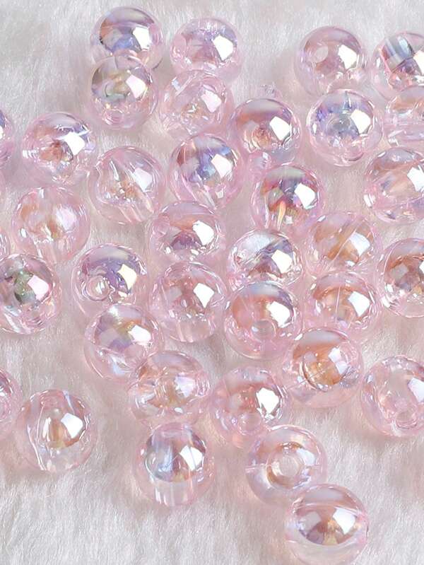 100pcs 6/8/10mm Transparent Light Pink Round Acrylic Loose Spacer Beads For Jewelry Making DIY Bracelet Necklace Accessories
