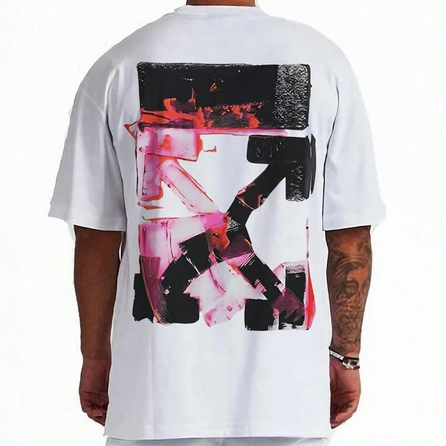 Men's Oversize T-Shirt Soul Freak Collection Design Offwhite Pink - White - View 1