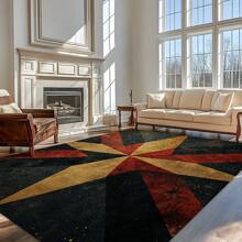 1pc Colorful Retro Geometric Square Pattern Rug,Modern Patchwork Design Soft Non-Slip Area Carpet,Suitable For Outdoor,Entryway,Living Room,Bedroom,Laundry Room,Bathroom,Game Room,Machine Washable Decorative Mat,Home Decor For Gifts Birthday Graduation - Multicolor - View 9