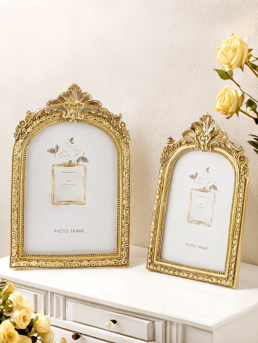 European Style Gold Arched Wedding Photo Album, Vintage Romantic Photo Album, Elegant Keepsake Gift, Luxury Tabletop Home Decor