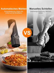 1pc/2pcs Electric Pepper And Salt Grinder , Battery Powered Adjustable Of Coarseness Black Pepper Grinder Mill , Automatic Grinding For BBQ Restaurant Kitchen For White Pepper, Black Pepper, Sea Salt, Cumin.