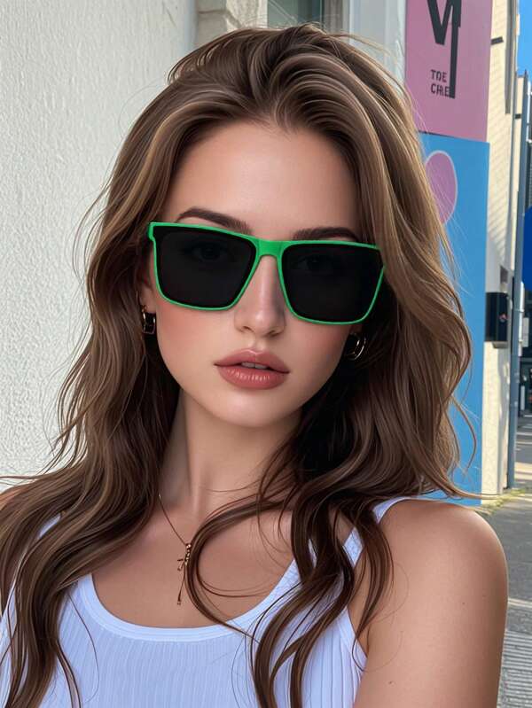 Occhiali da vista rettangolari in plastica di stile retrò, classici, unisex, adatti per uso all'aperto, viaggi, spiaggia, vacanze e come accessori di moda quotidiana