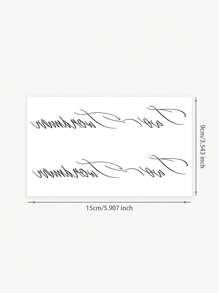 1 件可洗临时纹身，流畅字体字母/单词风格，适合时尚男女，Ins 风格