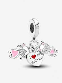 1 PC 925 Sterling Silver Family Heart Charm Bead Fit For Women Bracelets Bangles DIY Jewelry Making And Daily Outfit Matching Jewelry Decoration For Girls Valentines