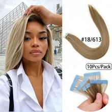 10 piezas de extensiones de cabello postizas para mujeres, 24 pulgadas de cabello sintético Kanekalon liso, no se destiñen, sin costuras e invisibles para todo tipo de cabello, 10 piezas/paquete, 35g
