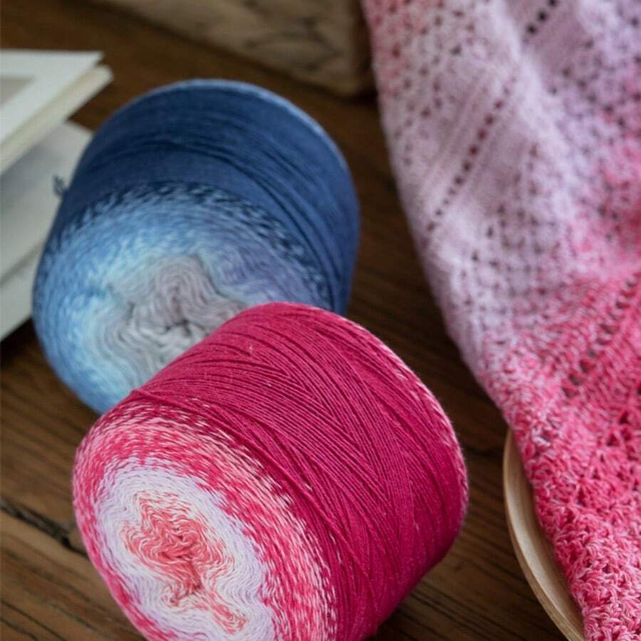 Verlaufsmagie Garn-Kugel 215g Abschnittsfarbendes Wollknäuel Feingarn für handgewebte DIY Schals, Pullover, Tücher - Mehrfarbig - Übersicht 1