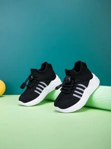 Sepatu Sneakers Olahraga Luar Ruangan Kasual Anak-Anak Model Baru, Sederhana, Lembut, Bernapas, Anti Selip, Ringan, Bertali Rendah, Cocok untuk Semua Musim - Hitam dan Putih - View 10