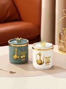 1pc Star, Moon, Lantern Plastic Household Storage Jar Pot Canister For Grains, Dried Fruits, Candy, Cookies, Bread, Suitable For Wedding, Party, Gift, Birthday - Yellow - View 11