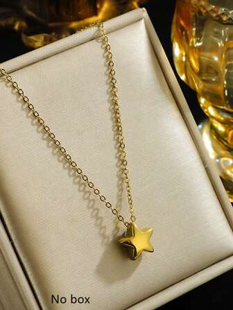 1pc Minimalist & Cute Star Shaped Stainless Steel Pendant Necklace, Suitable For Women To Wear To Parties Or Daily Outfits, Also Makes A Great Gift