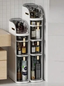 1 pieza Gabinete deslizante delgado de espacio reducido, adecuado para cocina, baño, estantes de cajones multifuncionales - Gris Oscuro - Ver 4