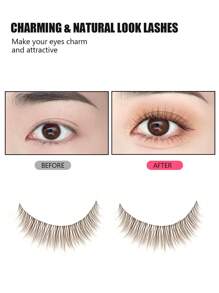 Asiteo 5 对纤细漫画棕色假睫毛，带透明带 - 自然漫画风格设计，适合日常使用