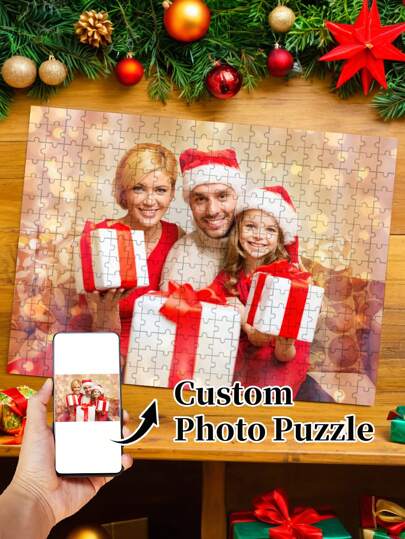 1pc Customized Paper Jigsaw Puzzle, DIY Personalized Photo Portrait Puzzle, Handmade Birthday Gift, New Year Gift, Commemorative Or Special Occasion Gift Room Decoration Ornamental Exquisite Personalized Gifts For Women/Men, Custom Puzzles From Photos Ideal Gifts For Him Her, Family, Friends, For Weddings, For Fall/Autumn/Winter, For Housewarming, Bedroom/Living Room, Puzzle,Custom,Customized,Puzzle Adult,Personalised Toy,Room