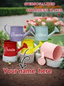 Personalized Powder Watering Can Flower Pot, Garden Gift, Grandparents Garden Gift, Moving Garden Gift, Custom Sprinkler Flower Pot, Custom Sprinkler Flower Pot Back To School - Multicolor - View 2
