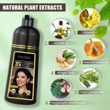 VOLLUCK 男女通用染发洗发水，16.9 液量盎司即时染发洗发水，遮盖白发，持久三合一染发剂