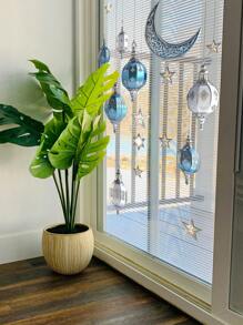 1pc/1set 2pcs Glass Baby Moon, Rose Lantern, Star Window Sticker, Double-Sided Visible Retro Nursery Decoration, Suitable For Glass Cabinet, Bedroom