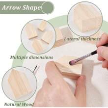 12Pcs 4Sizes Unfinished Wooden House Shaped Blocks Arrow Shape Wooden Tray Plates Blank Wooden Cutouts Farmhouse Wooden Craft For Home Kitchen Office Shelf Coffee Bar Decor - 卡其色 - 查看 4