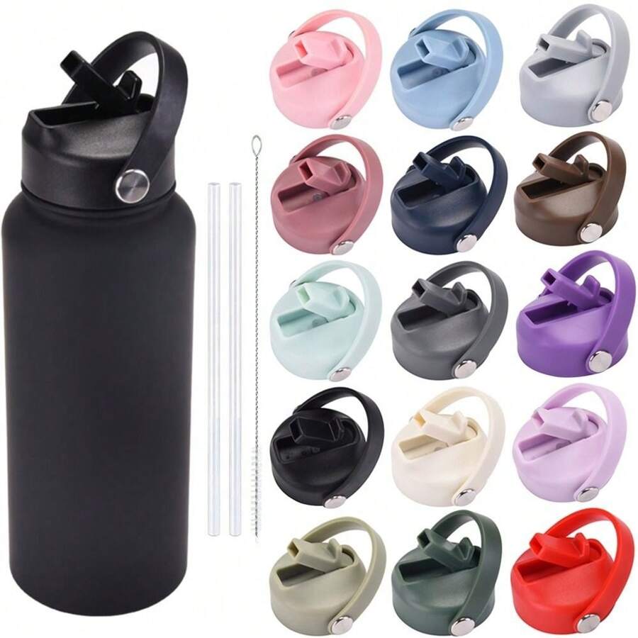 1 套替换吸管翻盖盖子 1000ml 宽口水瓶杯盖不锈钢真空瓶通用 - 彩色 - 查看 1